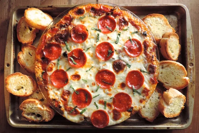 Smell Good Kitchen's Pizza Dip. Oh my. A delicious and easy fix-ahead appetizer for Labor Day cookouts.