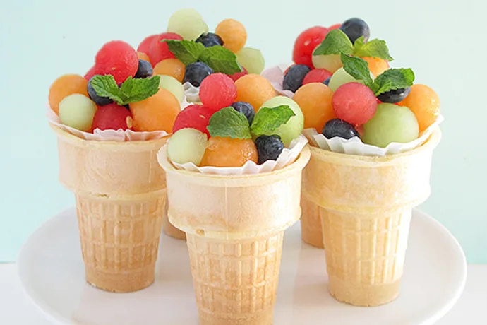 Fruit Salad Cone Cups make an impressive fruit recipe for any party | Bakers Royale