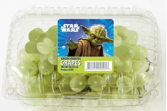 healthy snacks from Disney, like Yoda-branded grapes. Eat them, you will.