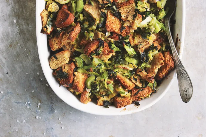 One of our picks for best Thanksgiving stuffing recipes, this Super Veggie Sage Stuffing is a bowl full of health packed with traditional flavor | With Food and Love