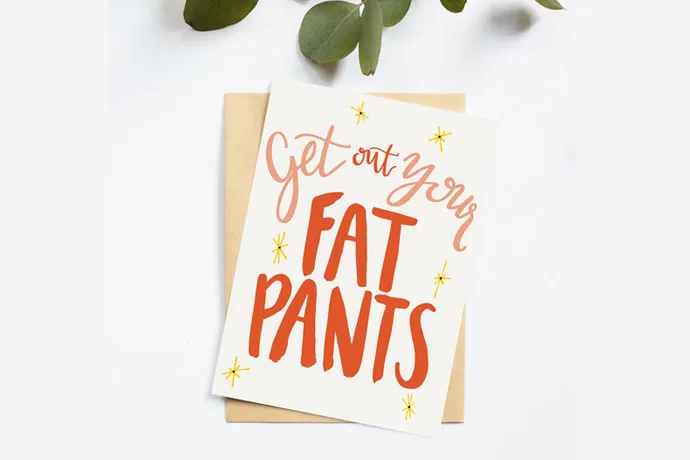 Merry Christmas: Time to get our your fat pant! | Card from TeenyWeeniePaper on Etsy