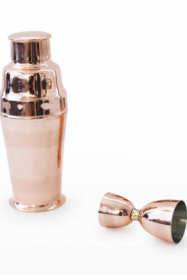 Coppermill Studio bar shaker and jigger from Neiman Marcus