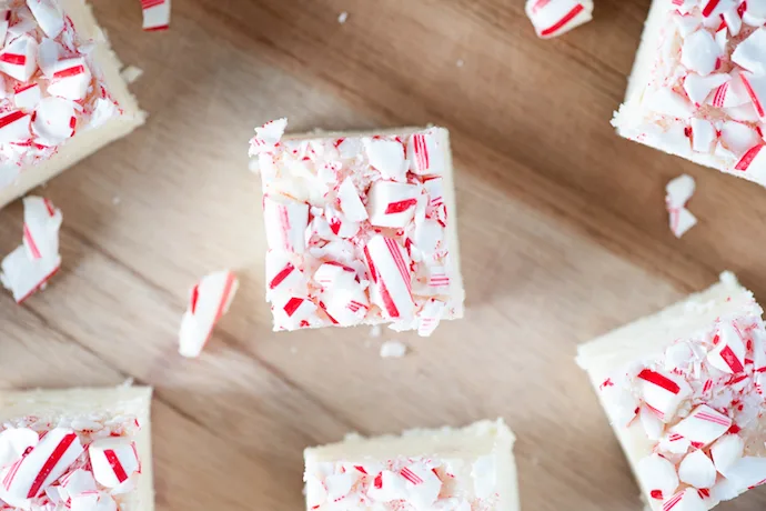 Smash up those leftover candy canes to make this delicious White Chocolate Peppermint Fudge. Yum! | Mom.me