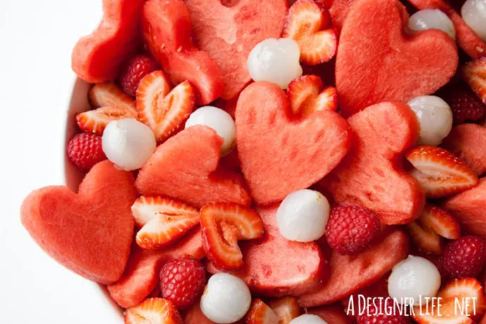 Just cut watermelon and strawberries into heart shapes with a cookie cutter to make this fun, healthy Valentine's Day treat | A Designer Life