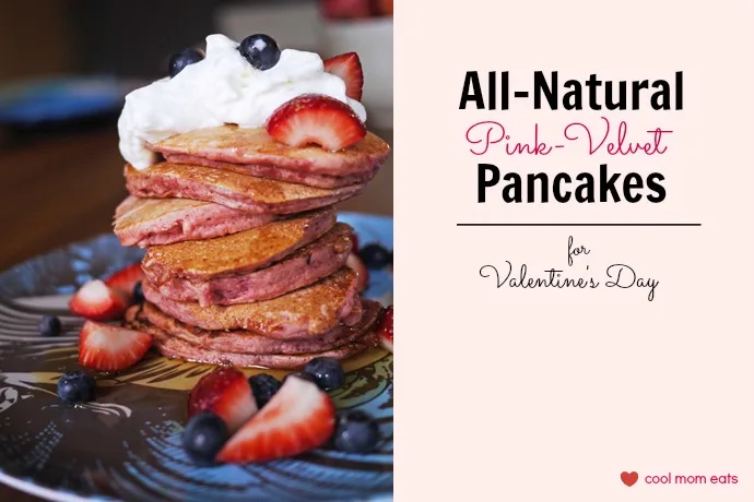 How to make all-natural Pink Velvet Pancakes for Valentine's Day + the secret to fluffy pancakes | Cool Mom Eats