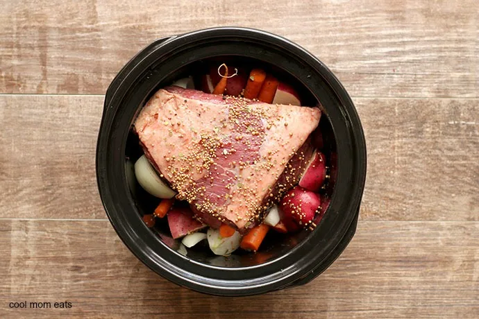 Corned beef and cabbage in the slow cooker for an easy St. Patrick’s Day feast.