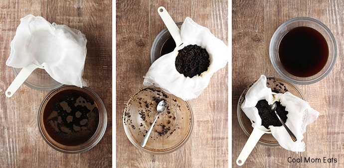 How to make cold brew without a machine or maker: strain the grounds through cheesecloth