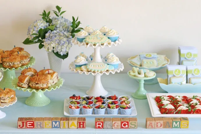 How to throw a no-stress shower with these easy baby shower food ideas | a simple but beautiful buffet at Glorious Treats