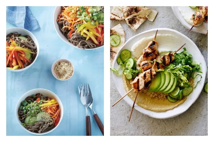This week on our Cool Mom Eats weekly meal plan: A Cold Soba Salad from our favorite family cookbook, an easy Chicken Tawook Quinoa Bowl at What's Gaby Cooking, and more!
