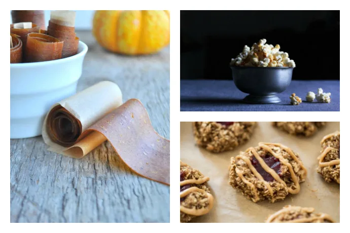 7 allergy free snack recipes at Cool Mom Eats that taste great and are safe for all including Pumpkin and Apple Fruit Leather at The Organic Dietician, Kettle Corn at Food52, and Breakfast Cookies at Oh She Glows.
