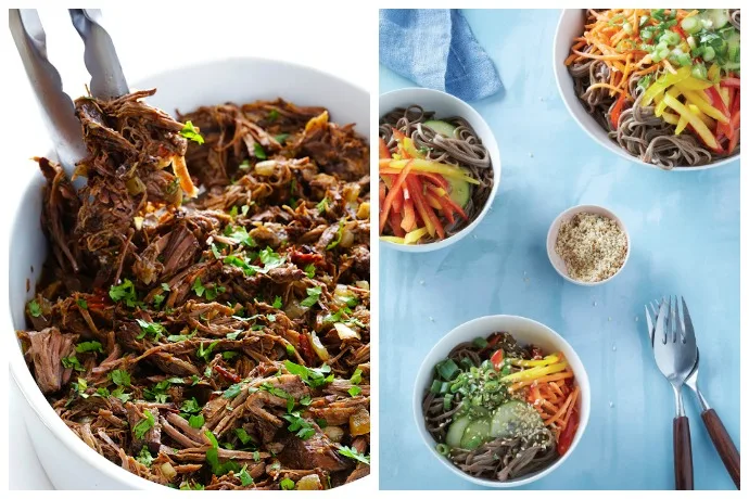 5 easy dinners that make delicious lunch leftovers the next day, from Barbacoa at Gimme Some Oven to Cold Soba Salad from the Make It Easy cookbook by our editor, Stacie Billis.