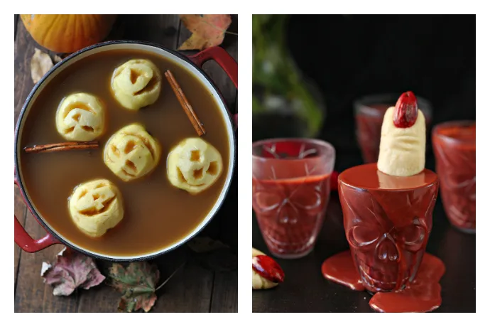 Check out our favorite creepy Halloween drink recipes for the season! Cocktails and mocktails including Witch Brewed Cider at The Mighty Mrs. and Red Velvet Hot Chocolate at Sugar Hero | Cool Mom Eats