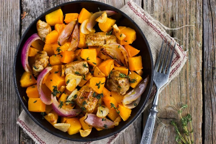 This recipe for Roasted Squash with Shallot Brown Butter Sauce from the Make It Easy cookbook by Stacie Billis uses our favorite easy trick to take simple roasted veggies from good to holiday table worthy. | Cool Mom Eats