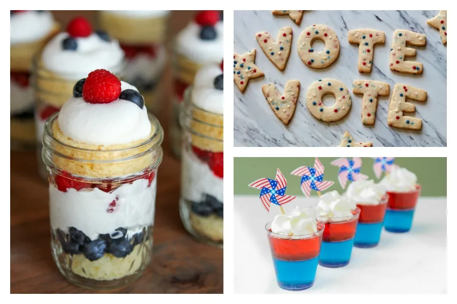 We're looking to these sweet election day recipes, including the Patriotic Trifle in a Jar at Unsophisticook, Election Day Sugar Cookies at The Food Network, and the Firecracker Shots at The Food Network, to stress eat until the results come in. | Cool Mom Eats