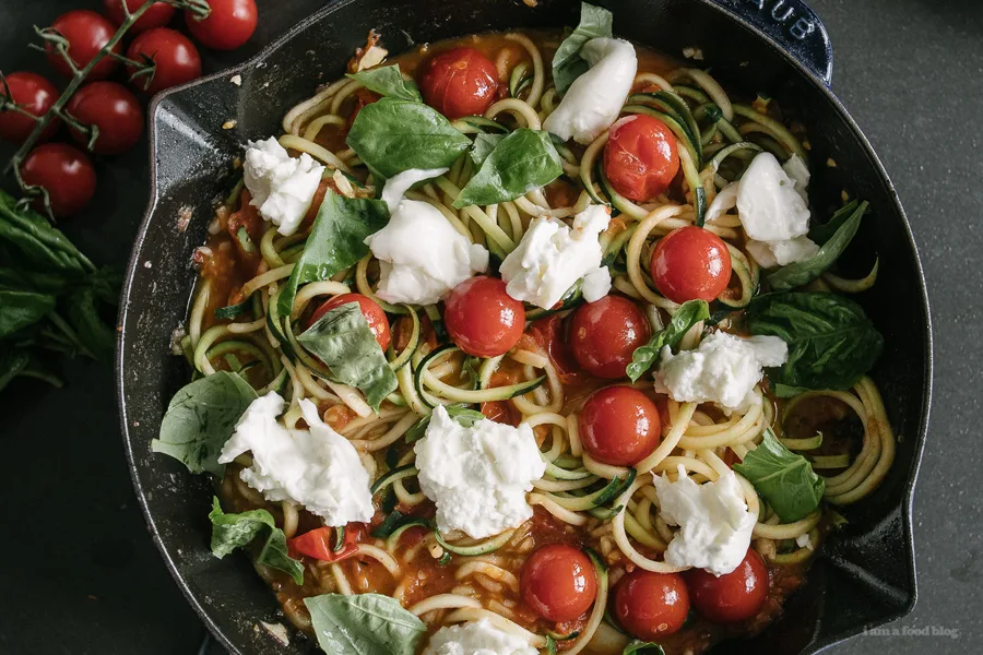 Cool Mom Eats weekly meal plan: 5 easy, family-friendly dinners for the week, including Burrata and Tomato Zoodles at i am food blog
