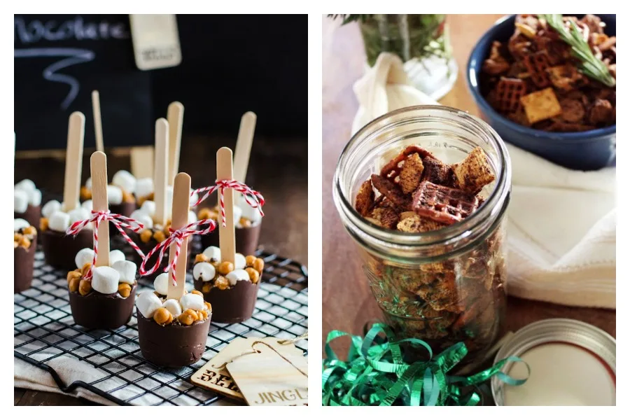The best homemade food gifts | Snack Mix at Funny Love Blog and Hot Chocolate Stirs at A Cookie Named Desire