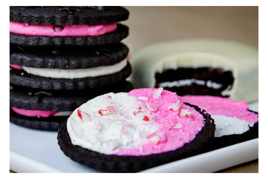 We've got seven awesome recipes to use up all those leftover candy canes, like these fun Holiday Fauxreos at Serious Eats.