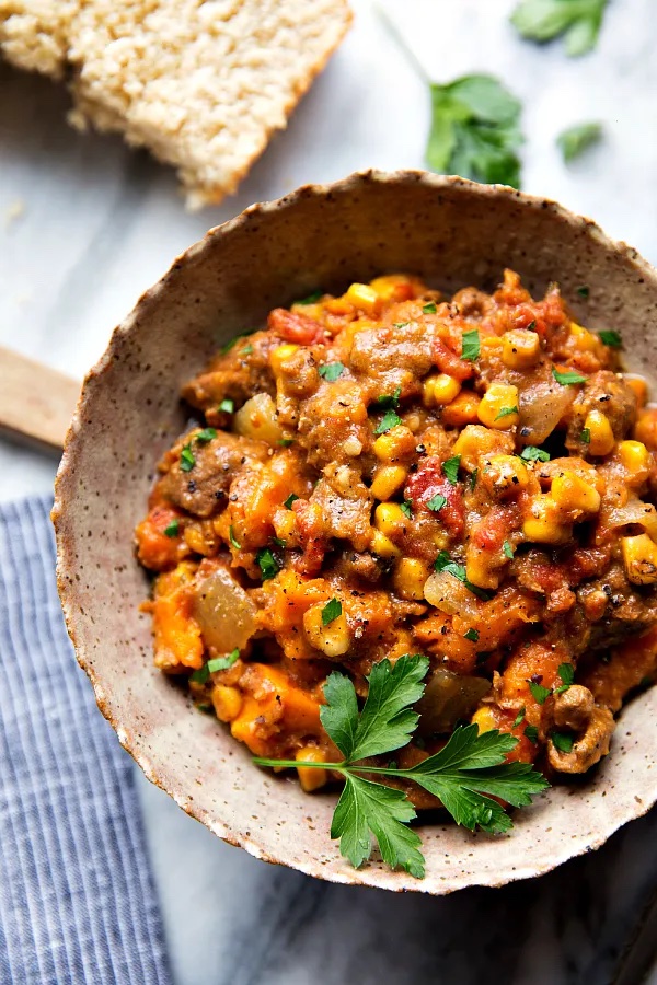 Best beginner Instant Pot recipes that we've tried and can recommend: Sweet Potato (and meat) Stew at Chelsea's Messy Apron