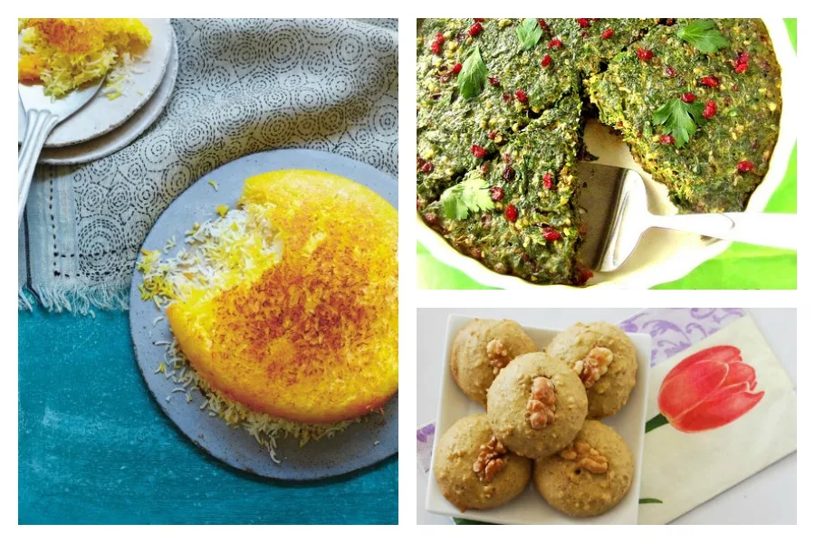 Norwuz, Persian New Year recipes at Cool Mom Eats, including: Persian Rice at Yasmin Khan | Kookoo Sabzi at Turmeric and Saffron | Persian Walnut Cookies at My Persian Kitchen