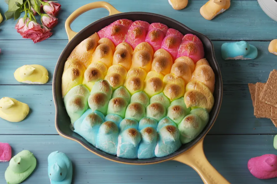 Cute and easy Easter treats kids can make themselves: Skillet Peeps s'mores at Delish