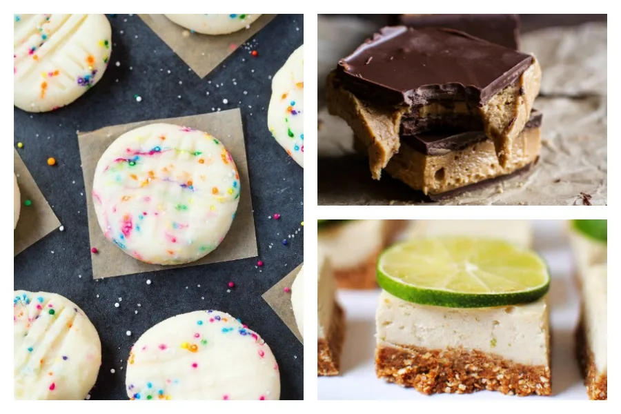 Don't sweat it in the kitchen this summer! Check out these easy no bake cookie recipes, including Healthy No Bake Unicorn Cookies at The Big Man's World, 5-Ingredient Triple Decker Peanut Butter Chocolate Bars at Half Baked Harvest, and Key Lime Cheesecake Bars at Let's Eat Cake