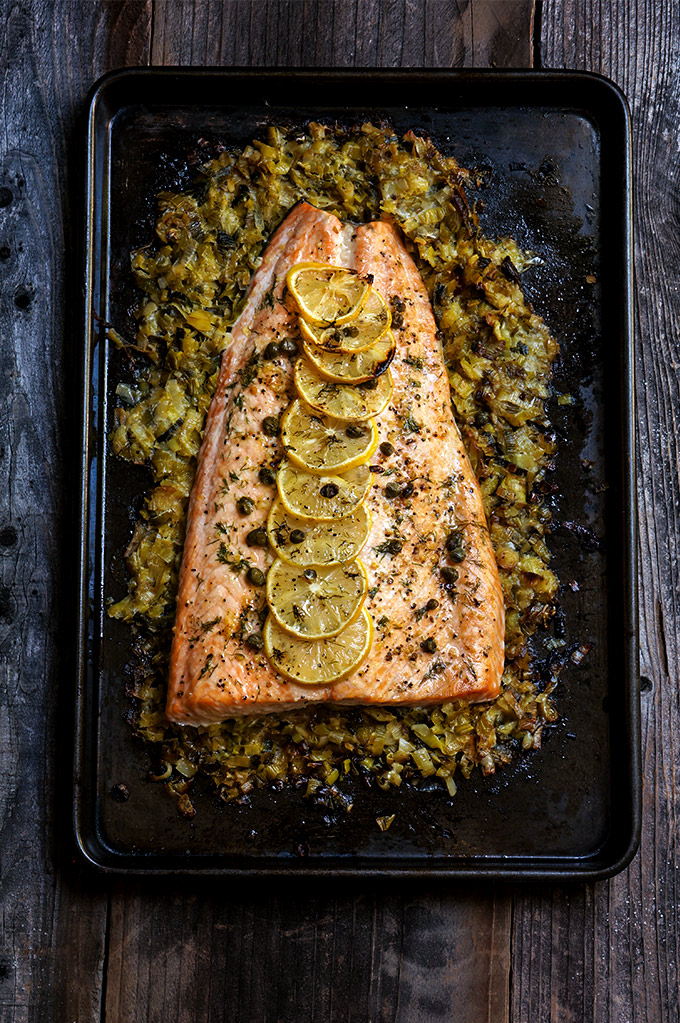 Cool Mom Eats weekly meal plan: Baked Salmon with Creamy Leeks at Viktoria's Kitchen