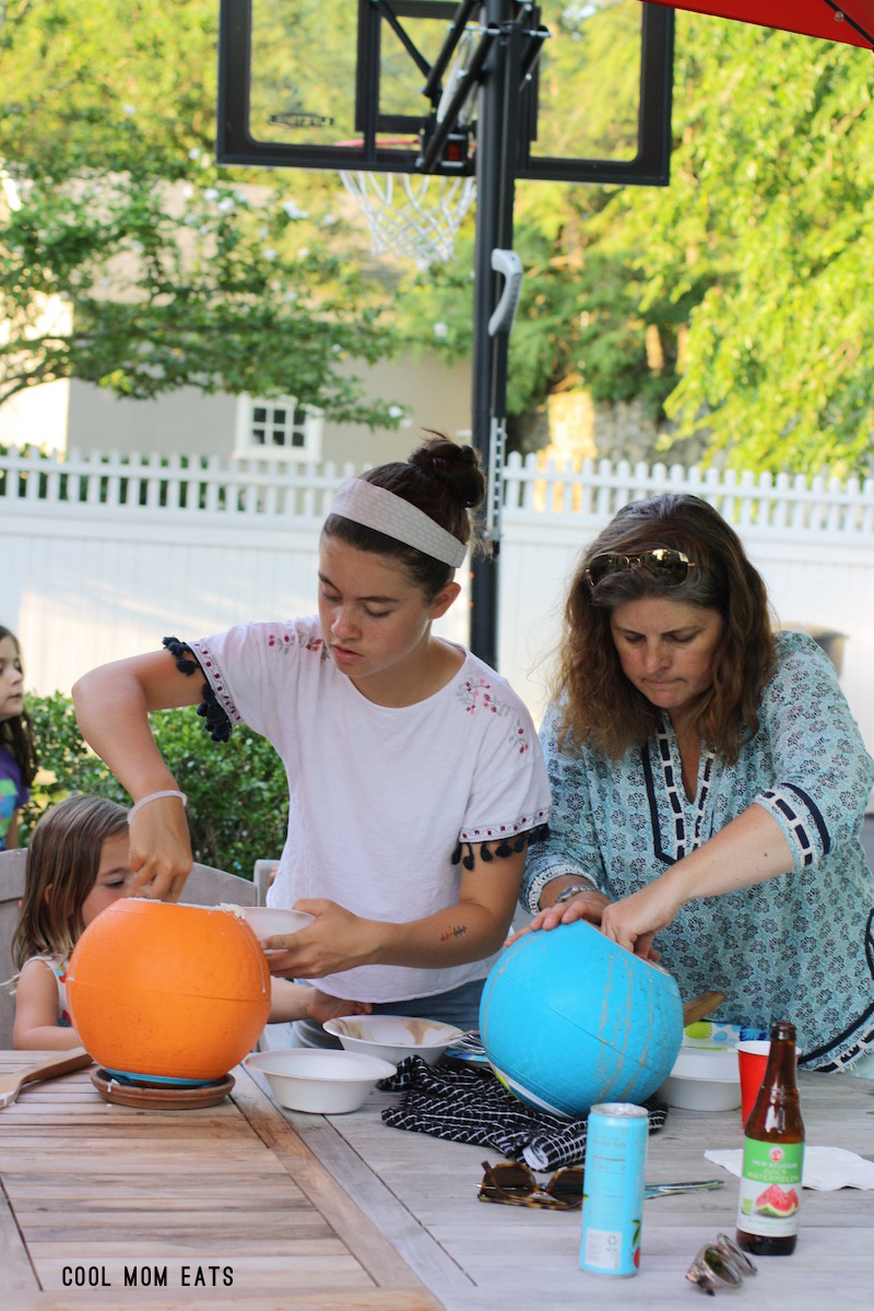 The kids and grown-ups loved making homemade ice cream with the YayLabs SoftShell Ice Cream Ball. | © Jane Sweeney for Cool Mom Eats