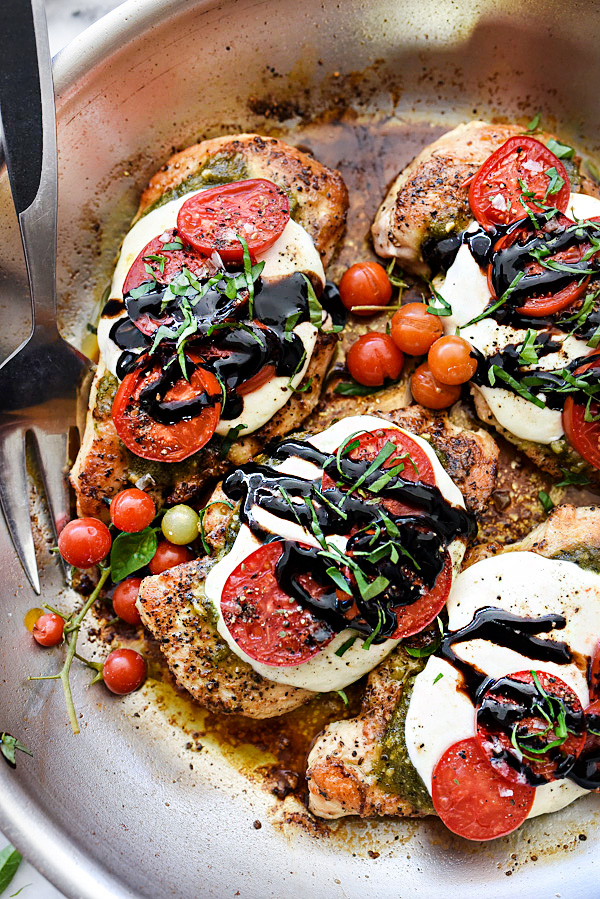 Cool Mom Eats weekly meal plan: 30-Minute Caprese Chicken at Foodie Crush