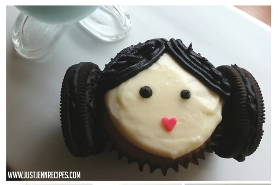 Star Wars recipes to celebrate Force Friday!! How adorable -- and easy! -- are these Princess Leia Cupcakes? (So very!) | Just Jenn Recipes