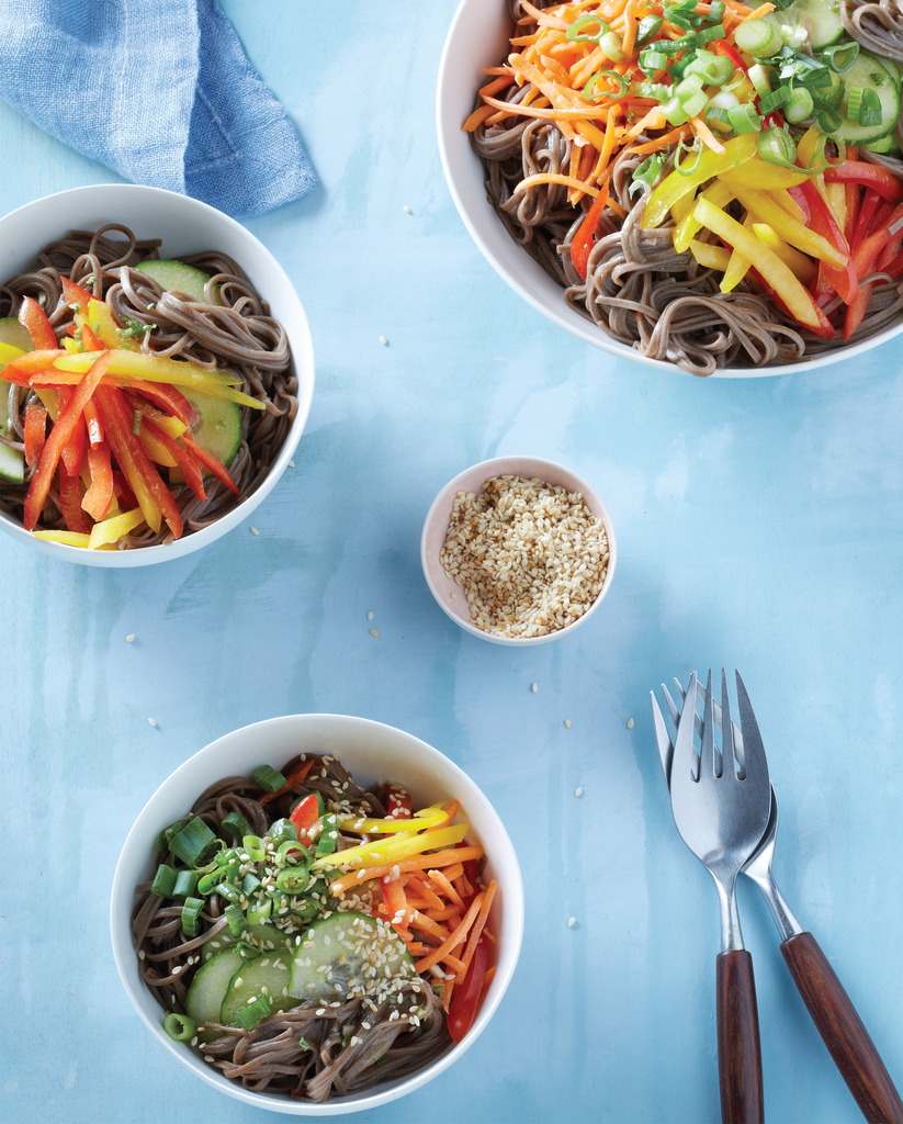 How to use leftover pasta for school lunch: Cold Soba Noodle Salad from the MAKE IT EASY COOKBOOK and more ideas at Cool Mom Eats