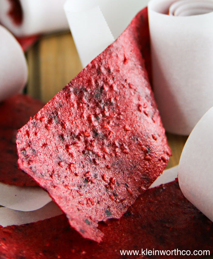 Nut-free snack recipes: Mixed Berry Fruit Leather at Kleinworth & Co