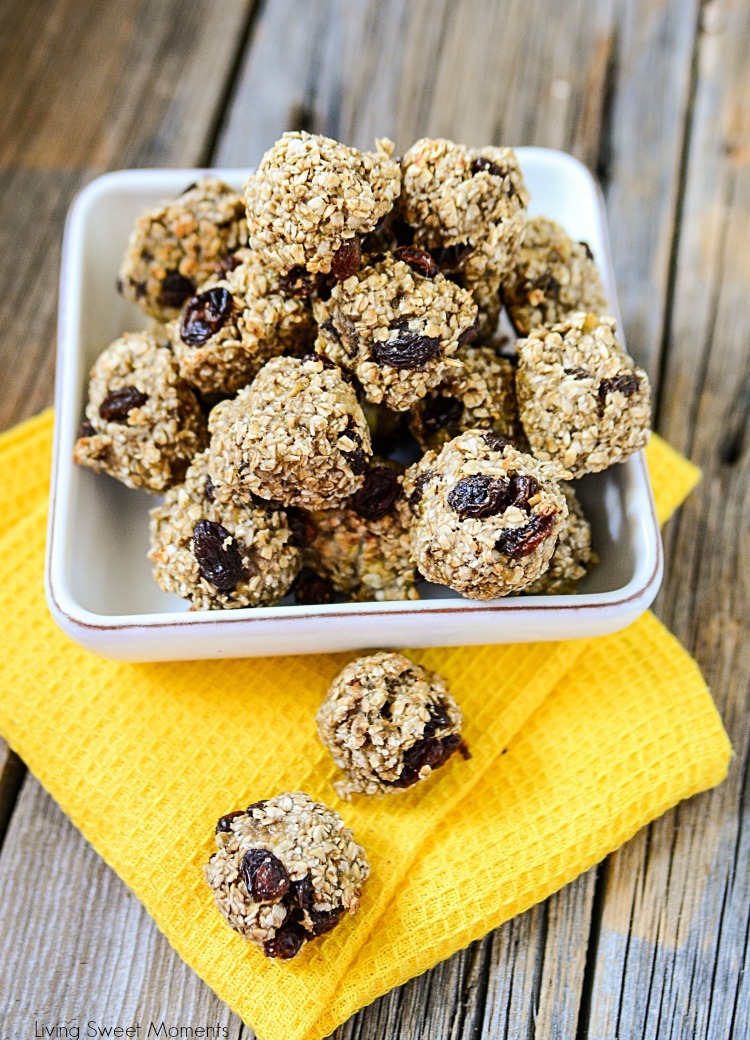 Nut-free snack recipes: Raisin, Banana and Oatmeal bites at Living Sweet Moments