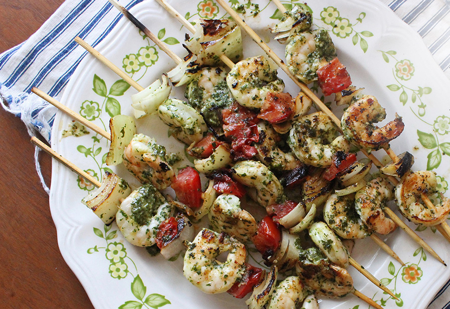Cool Mom Eats weekly meal plan: Chimmichurri Shrimp Kabobs at Peapod