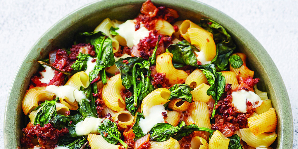 Cool Mom Eats weekly meal plan: Baked Spinach Macaroni at Peapod's recipe site, FromthePod.com