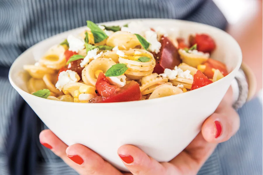 The Dinner Plan Cookbook: Orecchiette with Tomato, Corn and Basil | Cool Mom Eats (Photo by Maura McEvoy for The Dinner Plan)