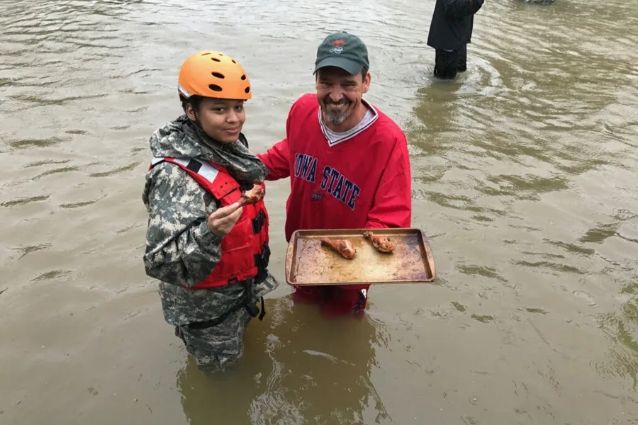 Acts of food kindness from restaurants, hospitality groups and other food workers in the Hurricane Harvey relief effort. | photo via Texas Military Department via cc license