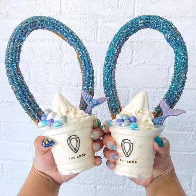Amazing desserts worth the trip for Insta (and to win parent of the year points too!): Mermaid Churros at The Loop in California