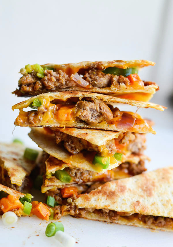 Cool Mom Eats weekly meal plan: Sausage and Sweet Potato Quesadillas at Rachel Schultz on Homemaking