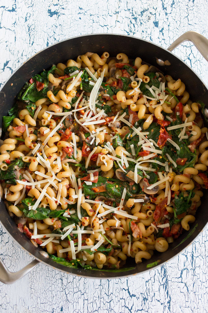 Cool Mom Eats weekly meal plan: One-Pot Pasta Florentine at Kitchen Treaty -- perfect for #MeatlessMonday