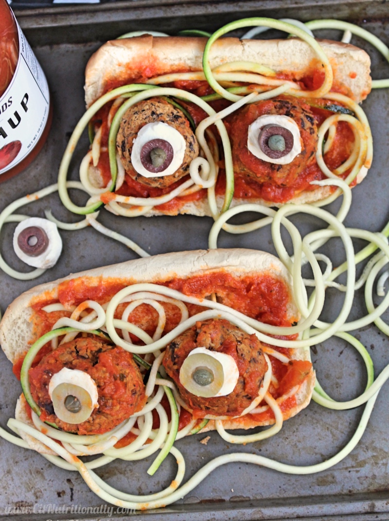 Healthy-ish Halloween lunchbox treats: Black Bean Eyeball Subs at C It Nutritionally