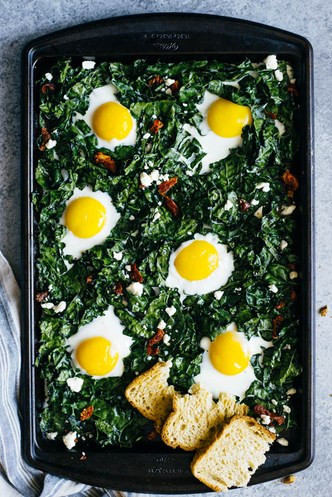 Sheet pan breakfasts: 15-Minute Kale and Egg Bake | Healthy Nibbles and Bits