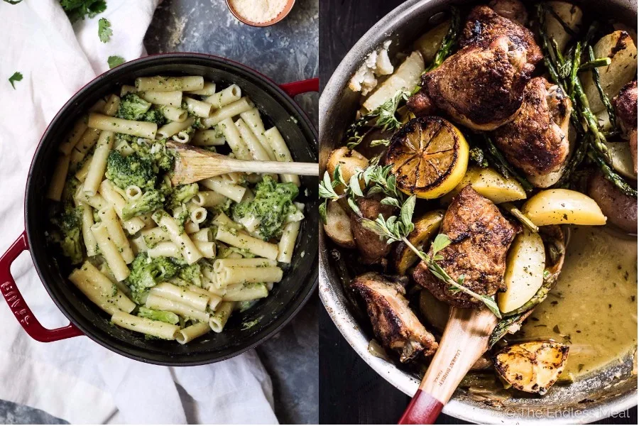 Cool Mom Eats weekly meal plan: 5 easy, family-friendly meals for the week ahead including a Skinny Alfredo Ziti with Broccoli at Ambitious Kitchen and One-Pan Lemon Greek Chicken at The Endless Meal