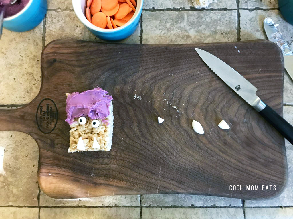 Easy Halloween snack recipes: Rice Krispies Treats Monsters (that kids can even make themselves!) | Cool Mom Eats | © photo by Caroline Seigrist