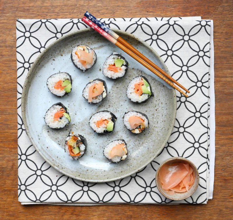 Easy on-the-go dinner recipes for when you have to eat going to or from after school activities: Kid-friendly Sushi at Slow Sundays