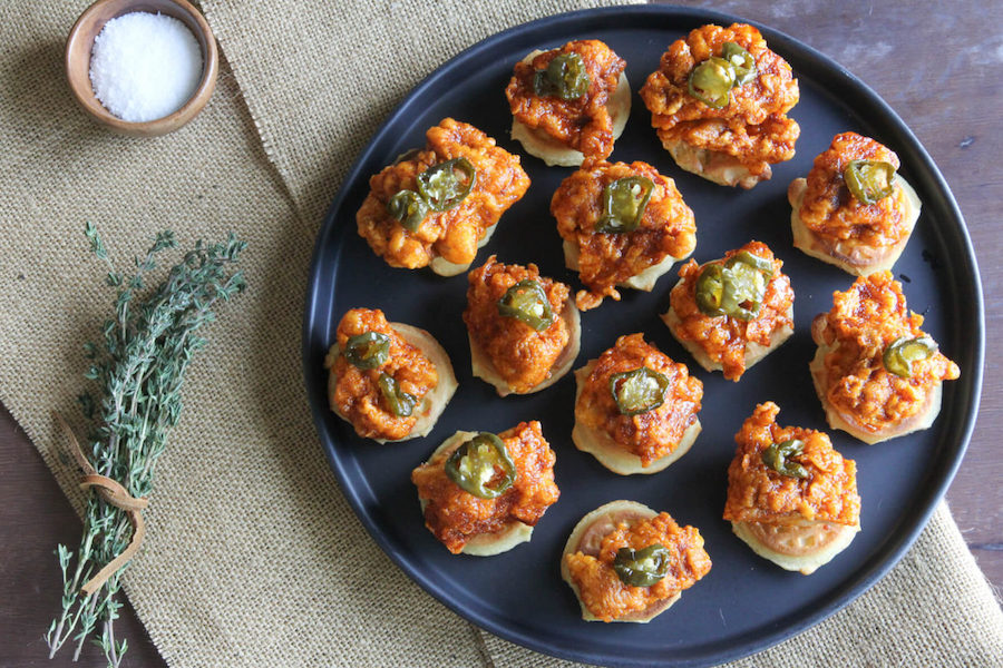 7 spicy Nashville Hot Chicken recipes for your tailgating and fall party pleasure | Mini Hot Chicken & Waffles at Jess Pryles