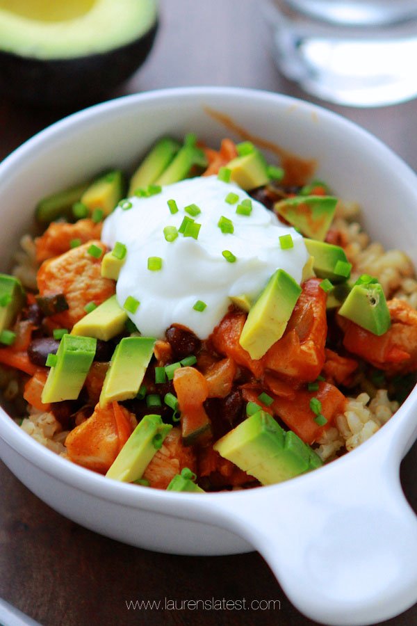 Cool Mom Eats weekly meal plan: 20-Minute Chicken Enchilada Bowl at Lauren's Latest 