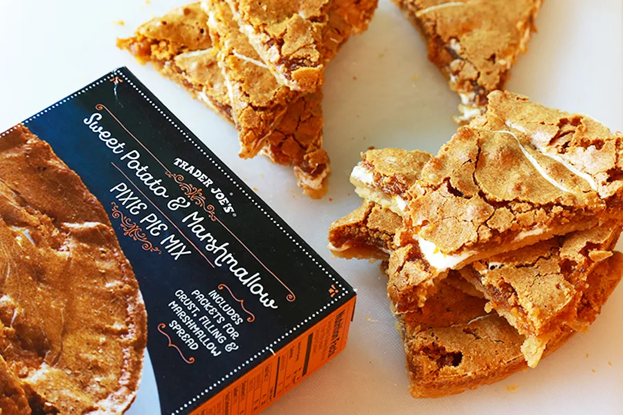 Sweet Potato Marshmallow Pie mix at Trader Joe's for easier Thanksgiving cooking | featured Cool Mom Eats