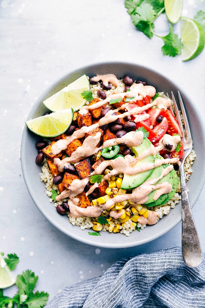 Cool Mom Eats weekly meal plan: Sweet Potato Burrito Bowls at Chelsea's Messy Apron