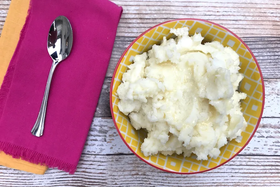 How to make mashed potatoes in the microwave: great for weeknights or an easy Thanksgiving side. | © Jane Sweeney for Cool Mom Eats