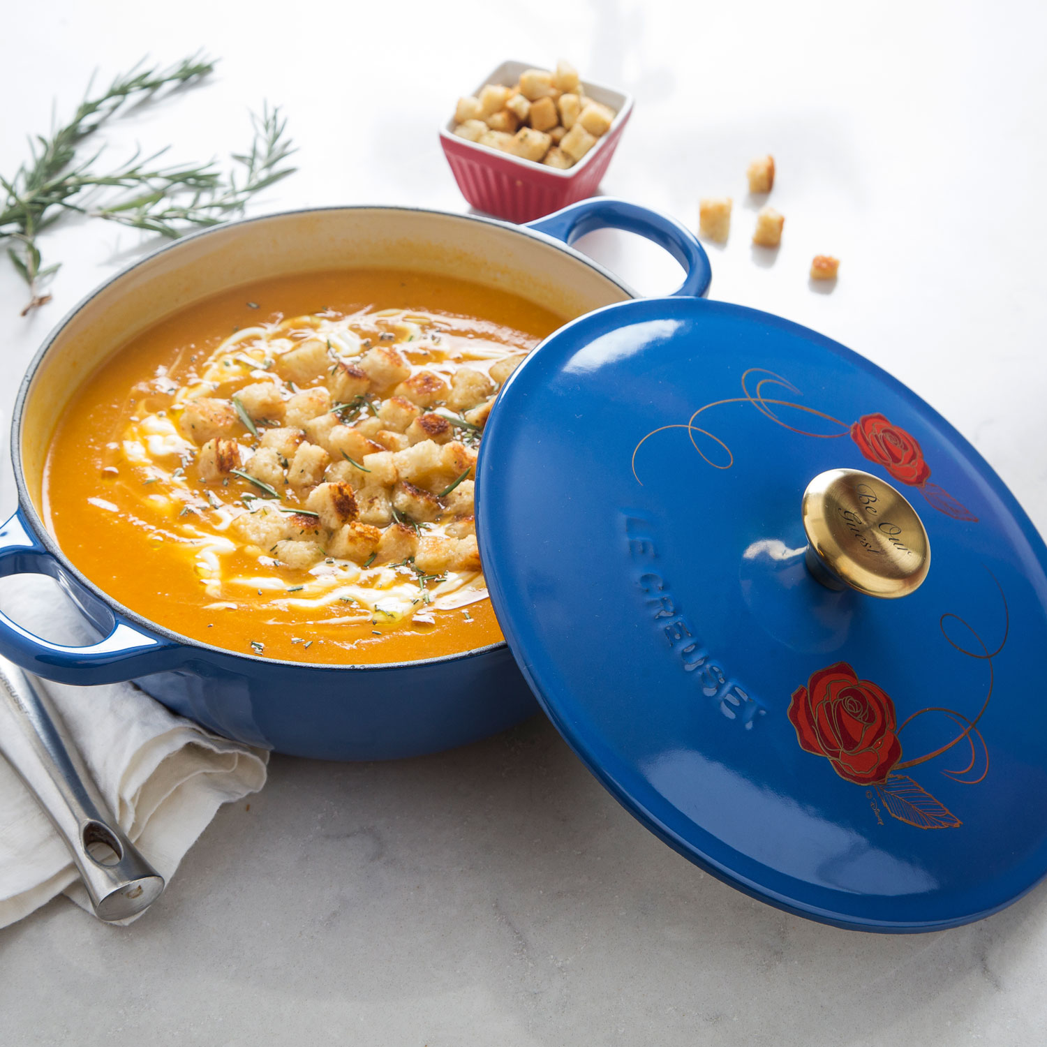 Splurge gifts for foodies who like to cook and eat it all: The Disney x Le Creuset Beauty and The Beast soup pot (hurry! limited quantities!) | Cool Mom Eats holiday gift guide 2017